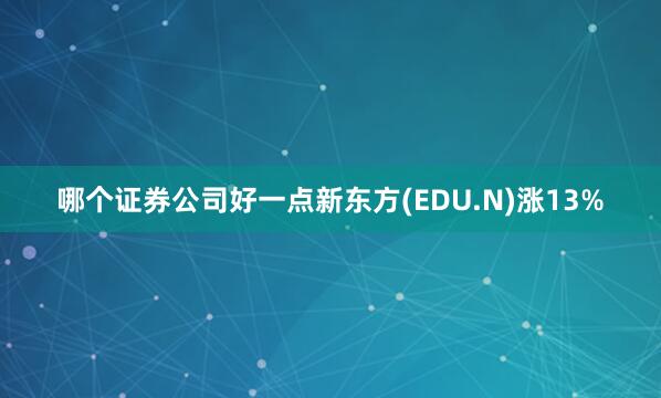 哪个证券公司好一点新东方(EDU.N)涨13%