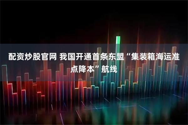 配资炒股官网 我国开通首条东盟“集装箱海运准点降本”航线